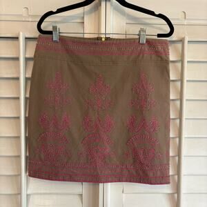 Basil Tan And Pink Beaded Mini Skirt‎ Size Medium